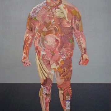 Hans Wurst,
paper collage, acrylic on wood,
60x40 cm